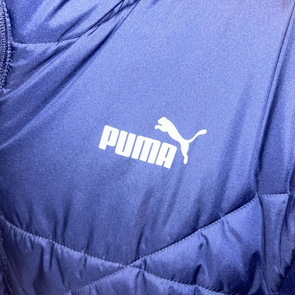 Puma Blue Puffer Jacket Mens 2XL‎ XXL Full Zip Hooded - Picture 2 of 8